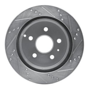 Chevrolet Equinox Brake Rotor (1) - Rear Left - R1 Concepts - Drilled & Slotted - Silver - `10-`17